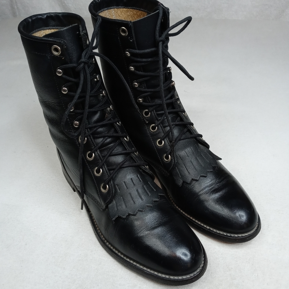 Justin L506 Western Roper Black leather Kiltie Boo